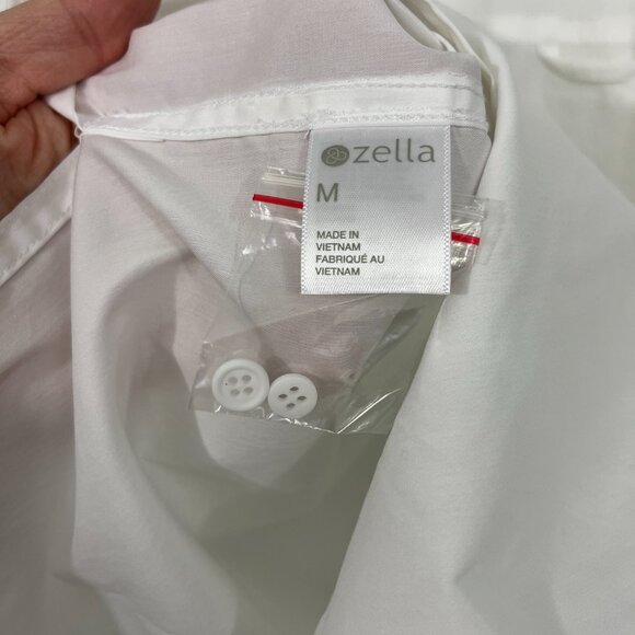 New Zella Medium White Performance Oversized Button Down Long Sleeve Shirt - Picture 13 of 16